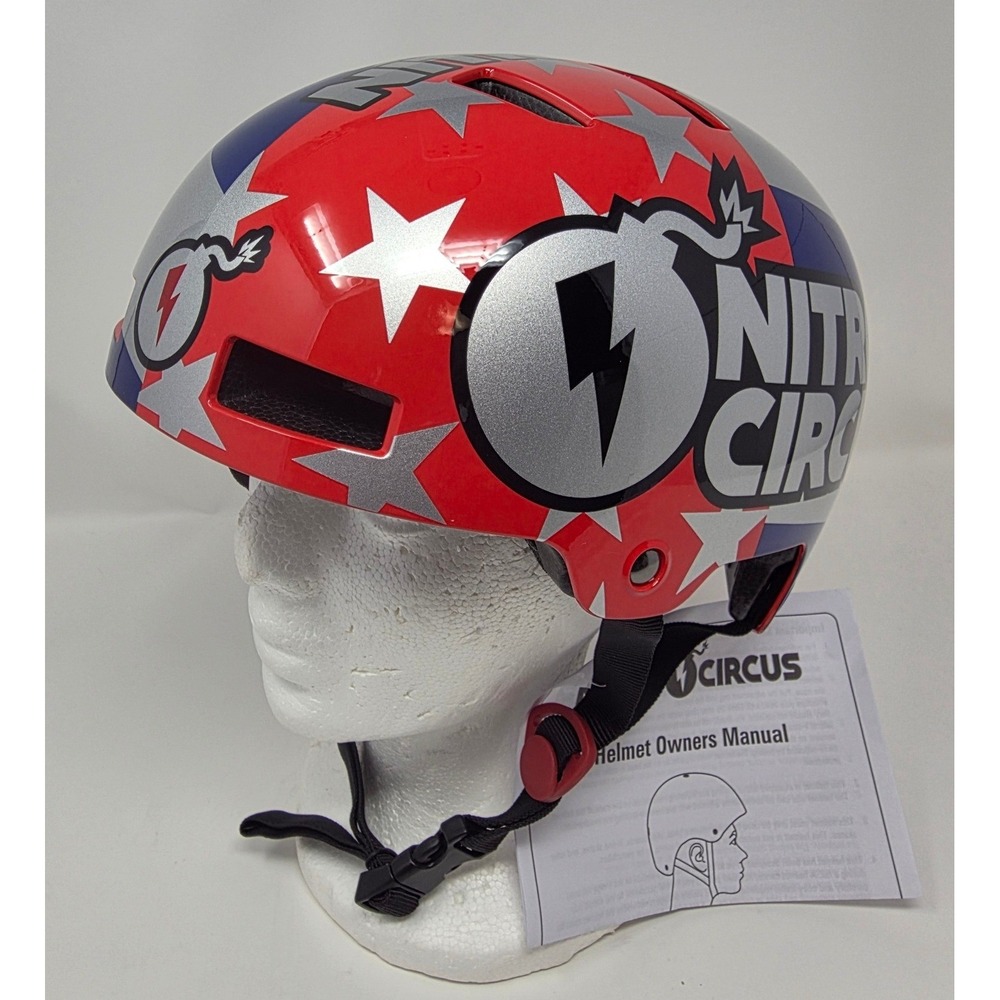 Nitro Circus BMX Skate Helmet Bomb Logo Stars Stripes 55-58cm Rare HNC-HMT-1442